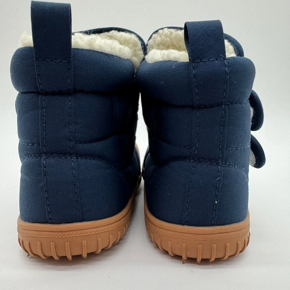 MyBaby Kids Navy Blue Quilted Puffer Snow Boots Faux Fur Lined Size 10,10.5
